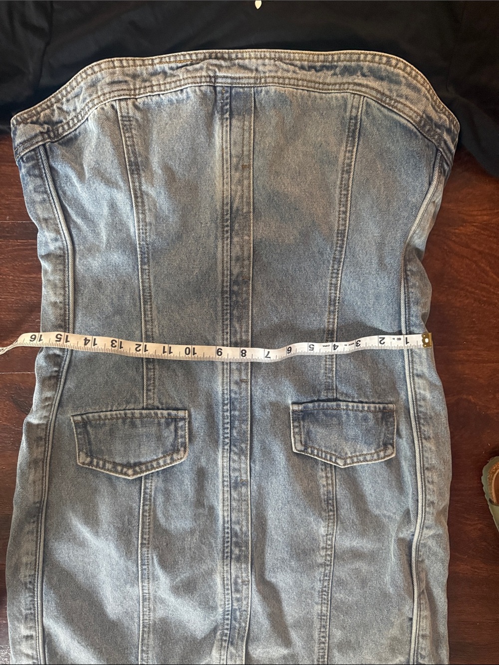 Mock-Neck Black & Light Blue Denim Mini Dress - Picture 3 of 4